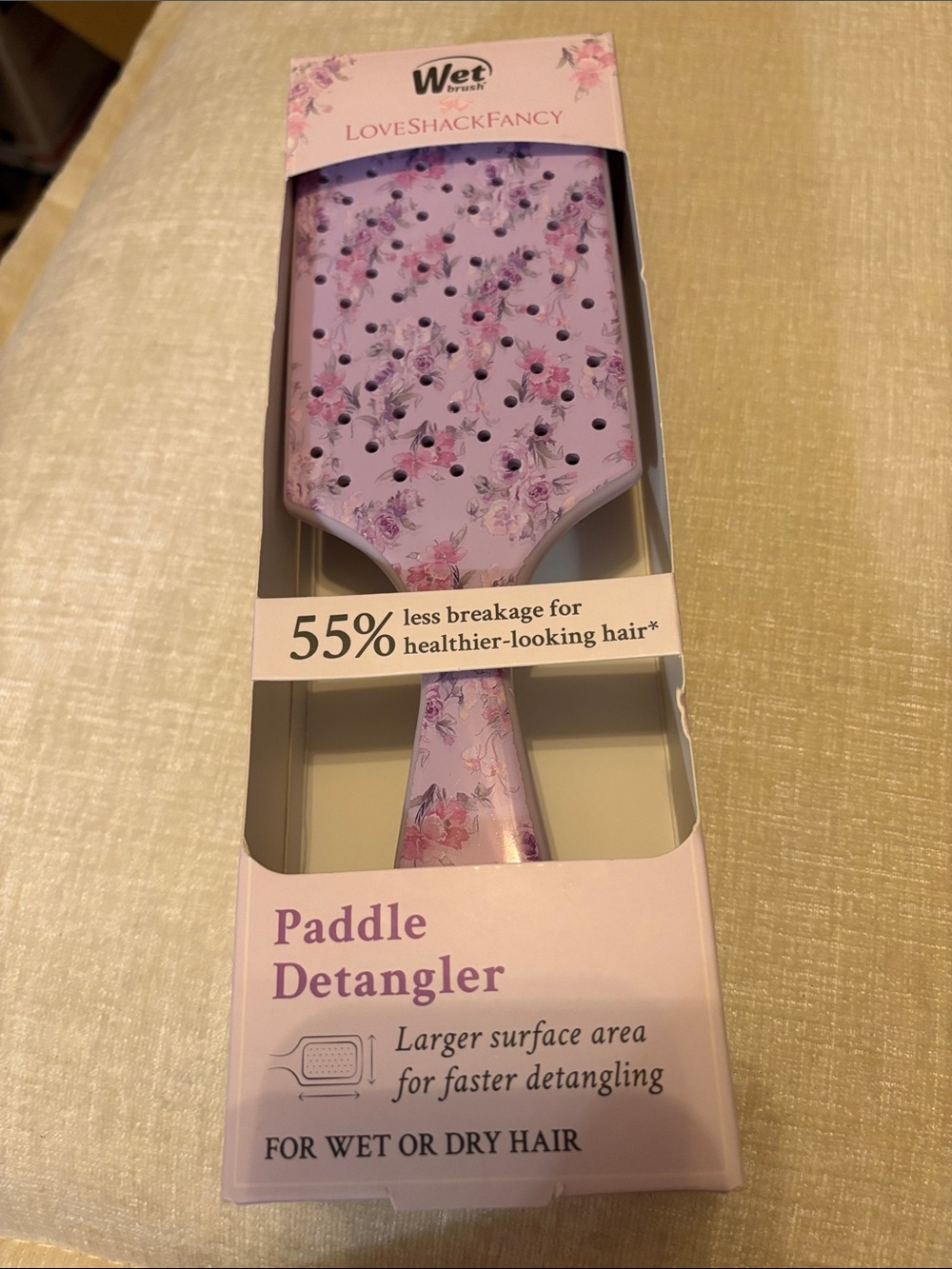 LoveShackFancy Floral Pink Paddle Detangler Brush